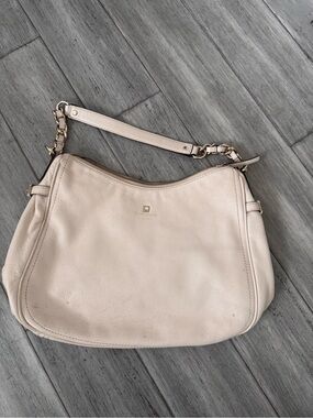 kate spade Cream Leather Chain-Trim Shoulder Bag